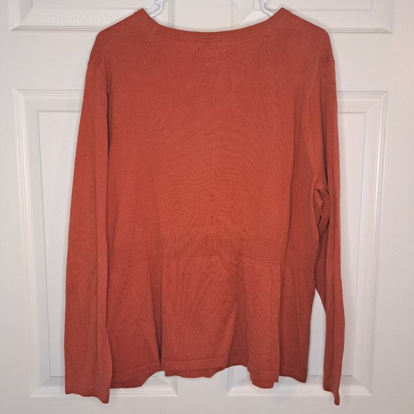 Eddie Bauer Burnt Orange V-Neck Wrap Style Sweater Plus Size 2XL - Picture 4 of 6